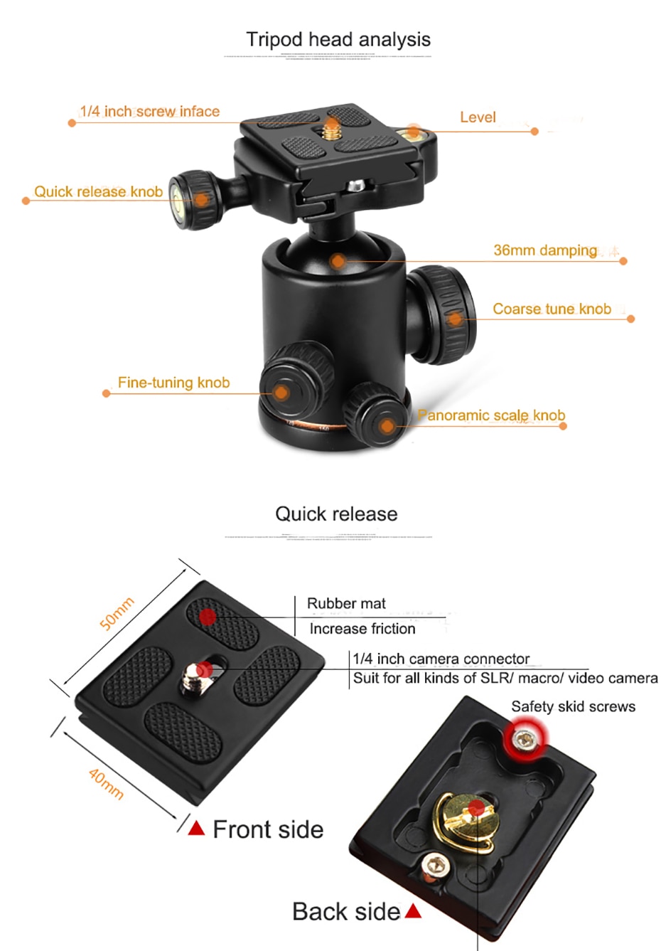 Aluminium Camera's Tripod with Quick Release